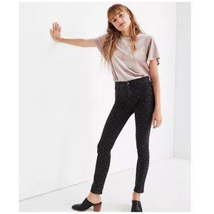 Madewell High Rise Skinny Jeans in Metallic Dot Edition in Faded Black Size 27